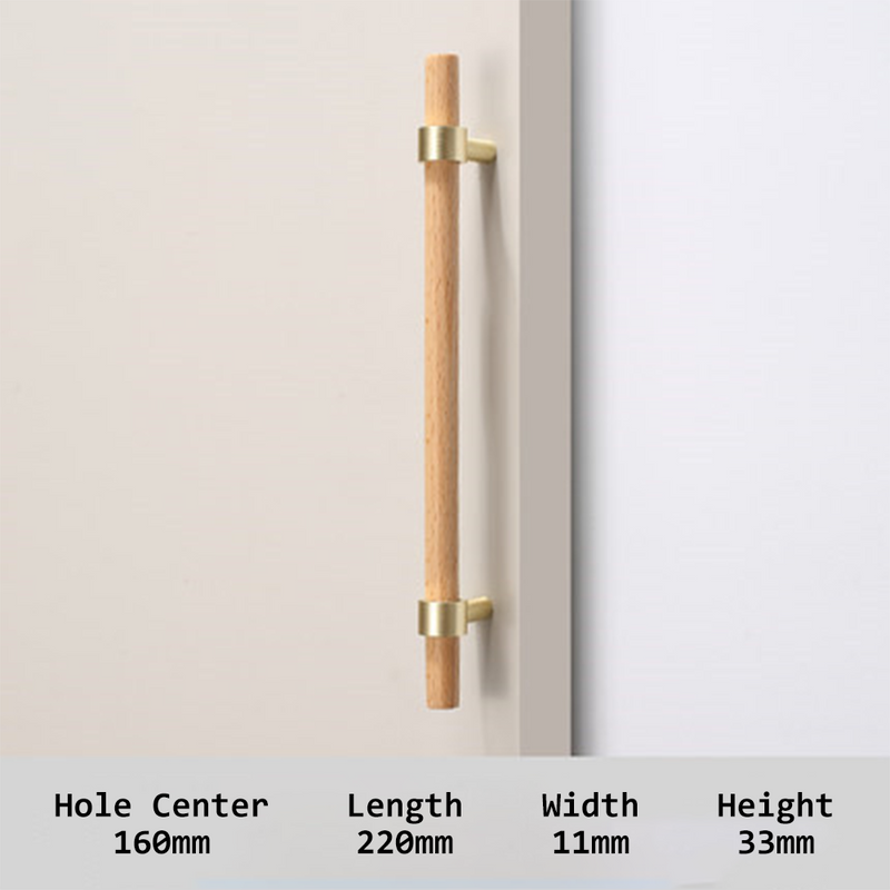 Walnut & Beech Wooden Liberty Hardware Cabinet Pulls With Brass Base