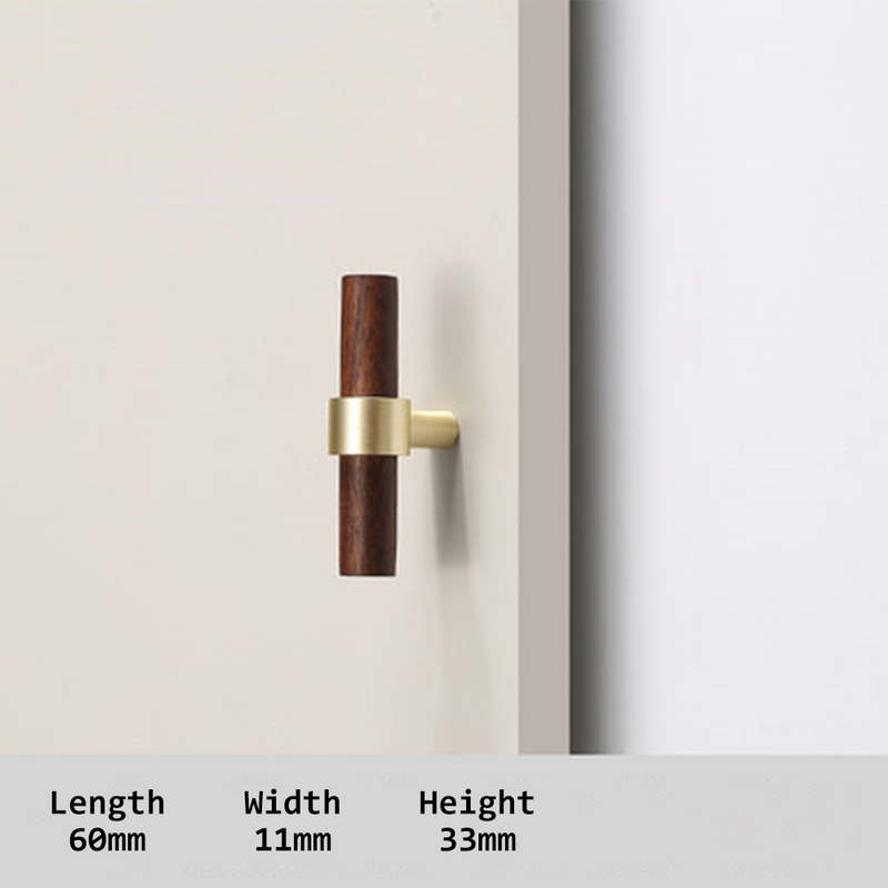 Walnut & Beech Wooden Liberty Hardware Cabinet Pulls With Brass Base