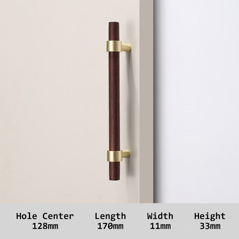Walnut & Beech Wooden Liberty Hardware Cabinet Pulls With Brass Base