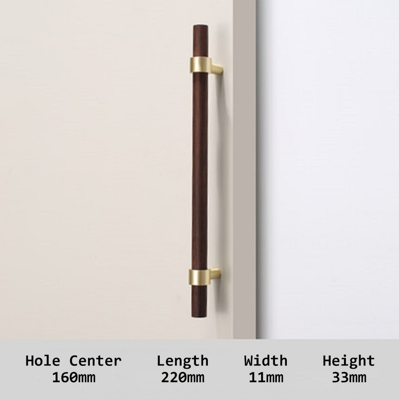 Walnut & Beech Wooden Liberty Hardware Cabinet Pulls With Brass Base