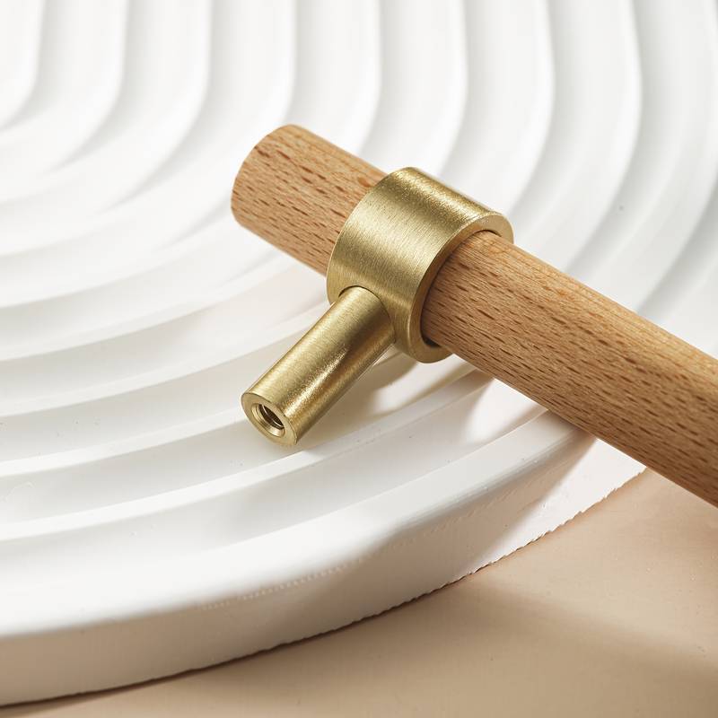 Walnut & Beech Wooden Liberty Hardware Cabinet Pulls With Brass Base