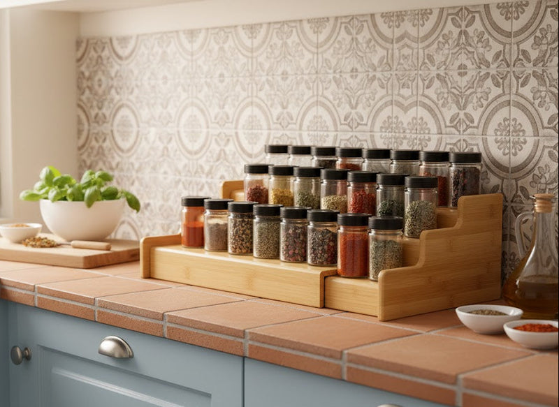 Expandable Natural Bamboo Spice Rack