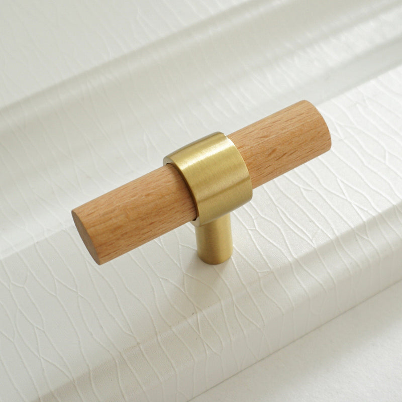Walnut & Beech Wooden Liberty Hardware Cabinet Pulls With Brass Base