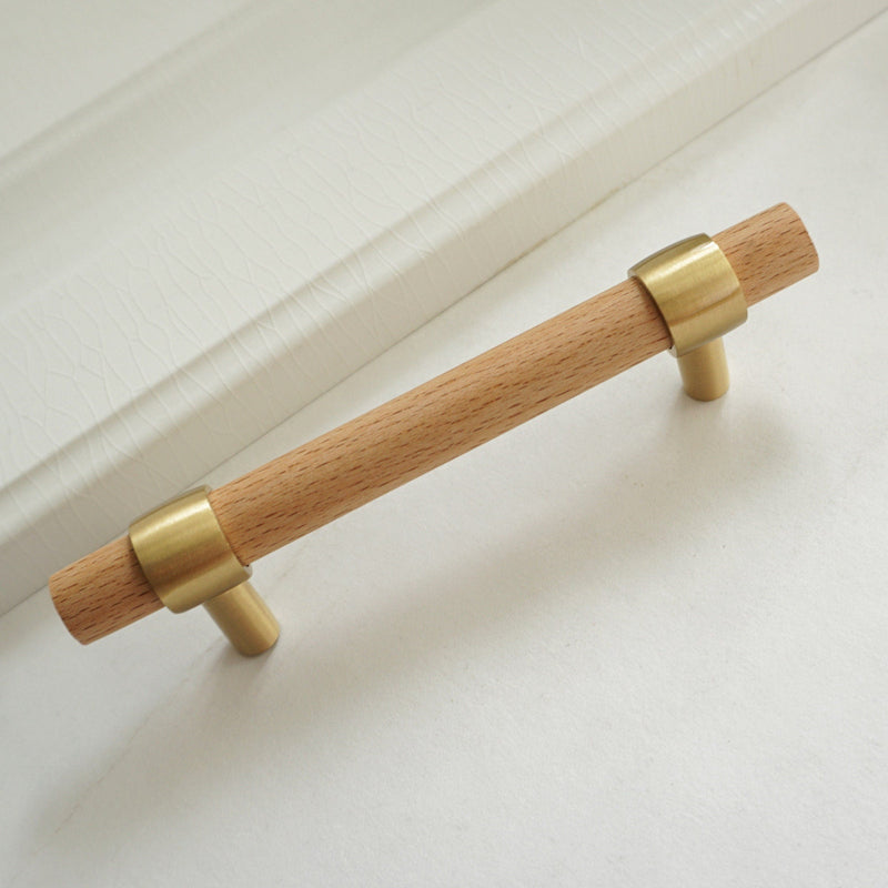 Walnut & Beech Wooden Liberty Hardware Cabinet Pulls With Brass Base