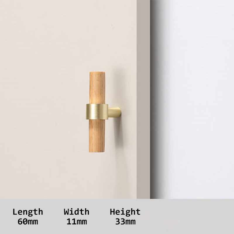Walnut & Beech Wooden Liberty Hardware Cabinet Pulls With Brass Base