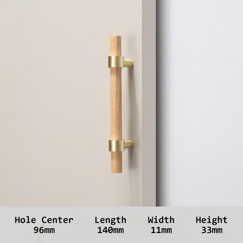 Walnut & Beech Wooden Liberty Hardware Cabinet Pulls With Brass Base