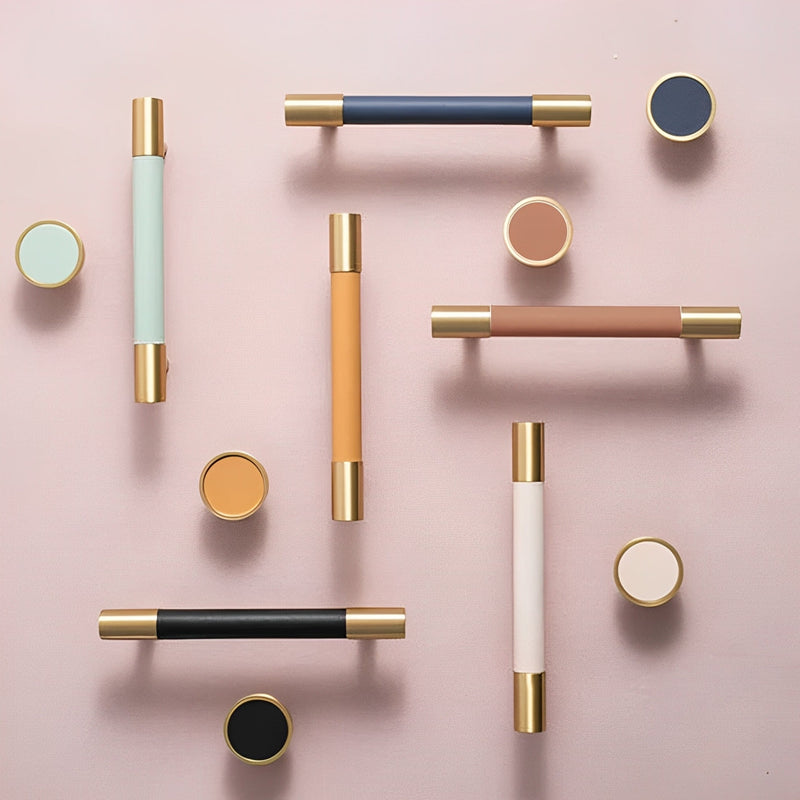 Brass Leather Cabinet Pulls