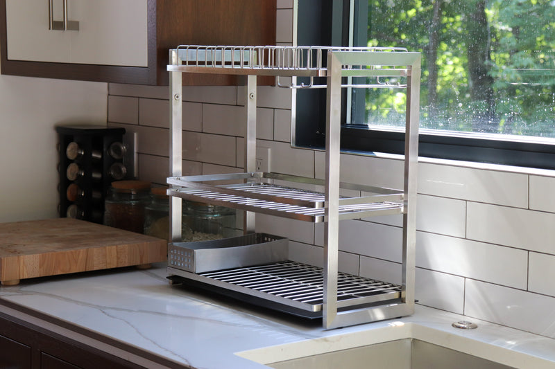 3-Tier Dish Drying Rack with Drain Tray