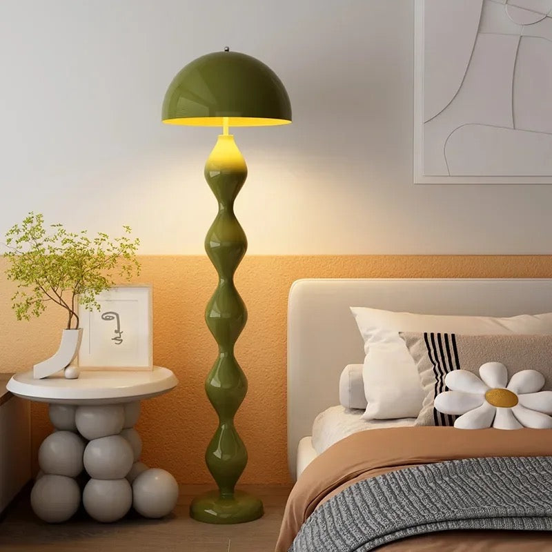 Mushroom Floor Lamp with Pleated Shade