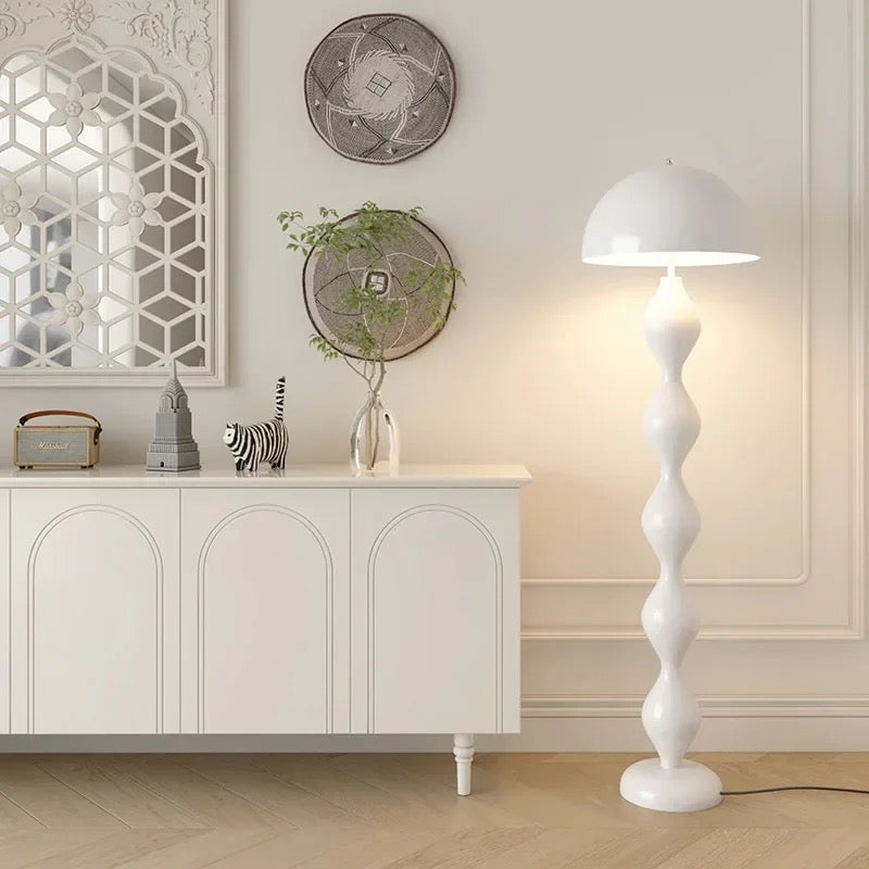 Mushroom Floor Lamp with Pleated Shade