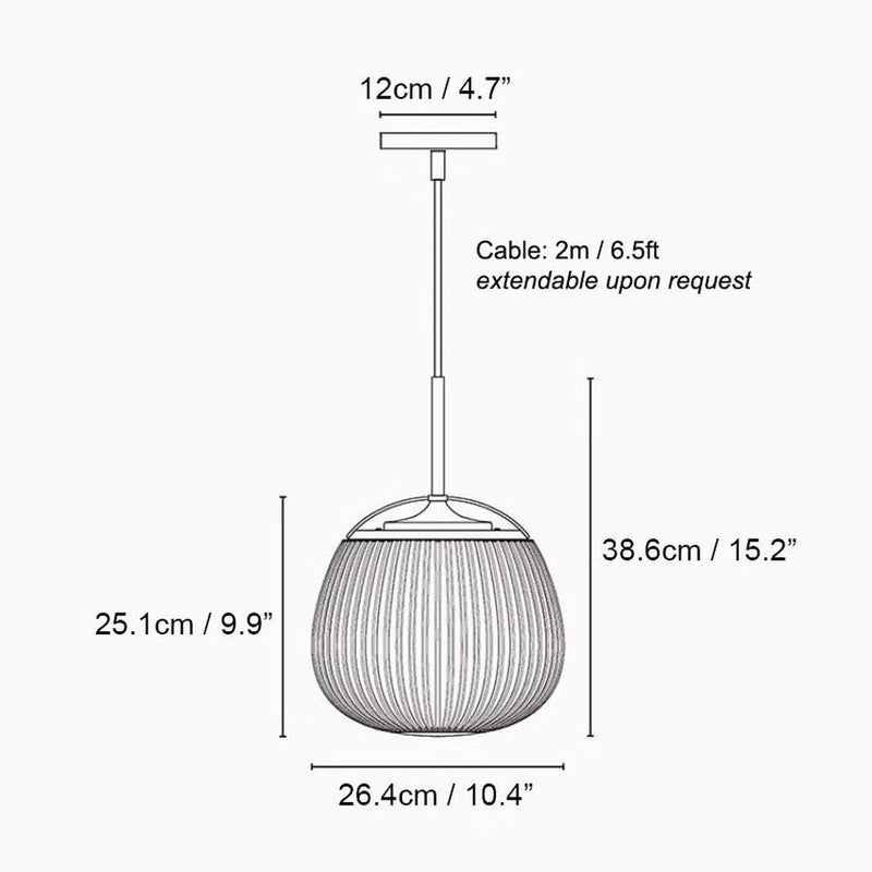 Lenglen Ribbed Glass Pendant Light