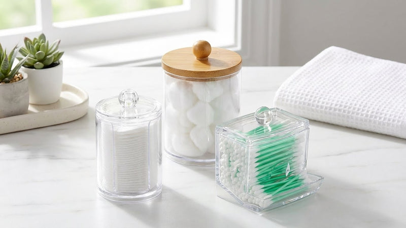Cotton Swab Storage Set – 3 Pack