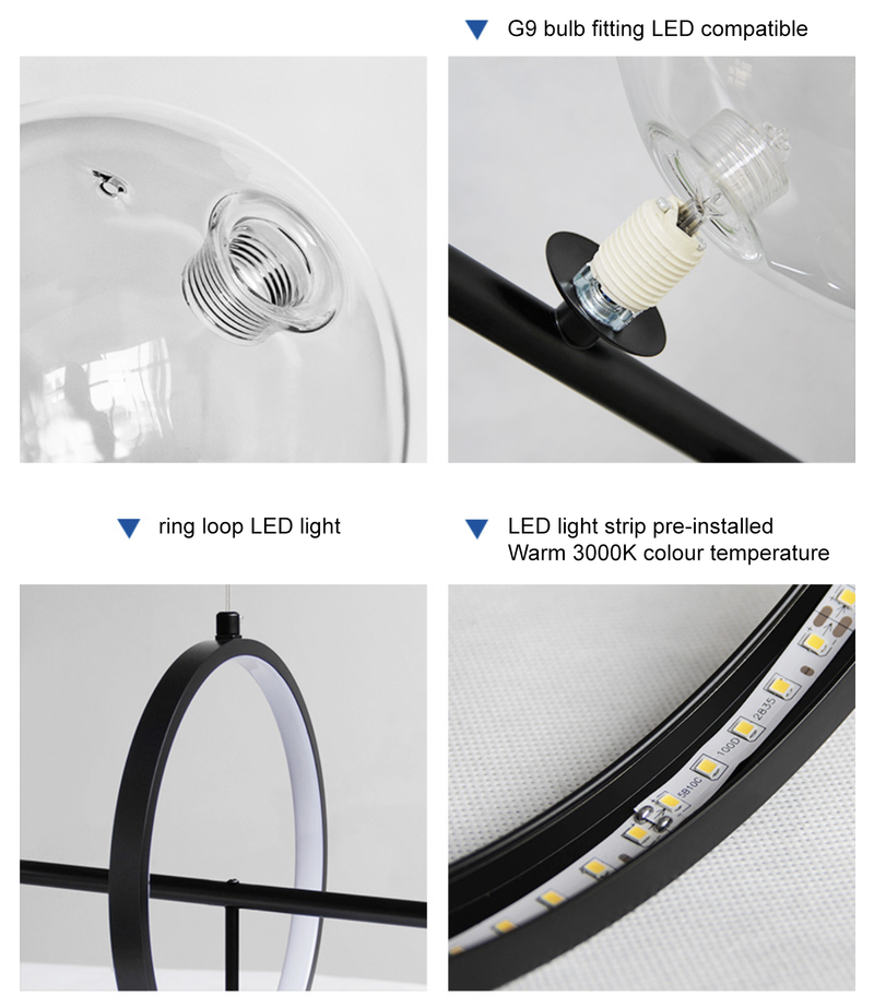 Soho Linear Glass Sphere Pendant Light for Kitchen Island