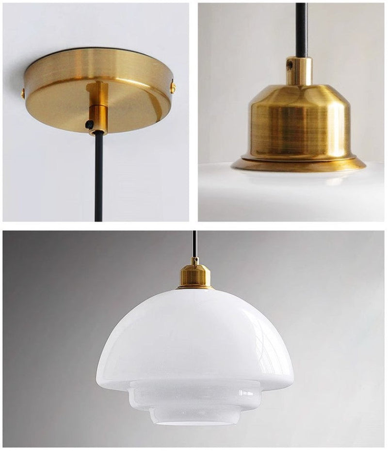 Miller Art Deco Frosted Milk Glass Pendant Light