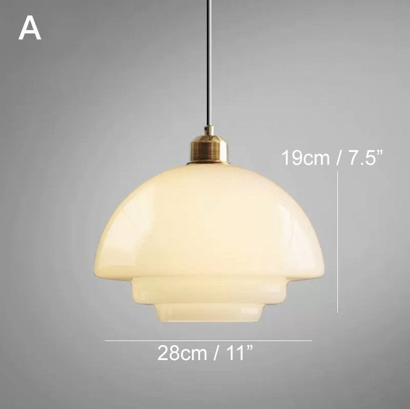 Miller Art Deco Frosted Milk Glass Pendant Light