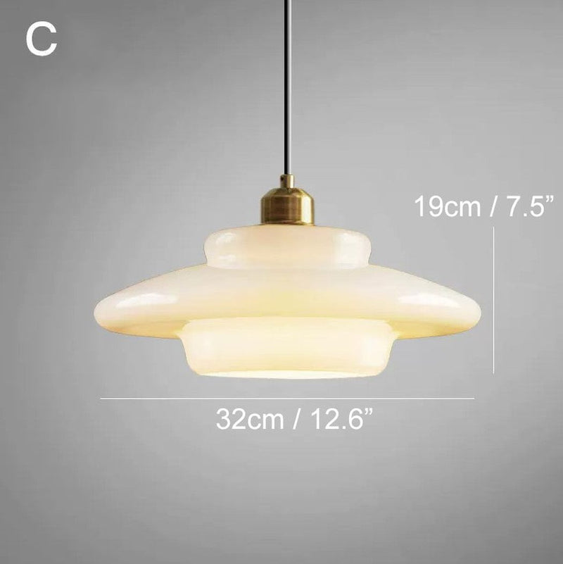 Miller Art Deco Frosted Milk Glass Pendant Light