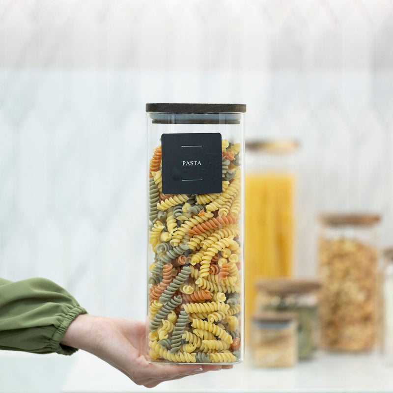 Square Glass Jars with Acacia Lids