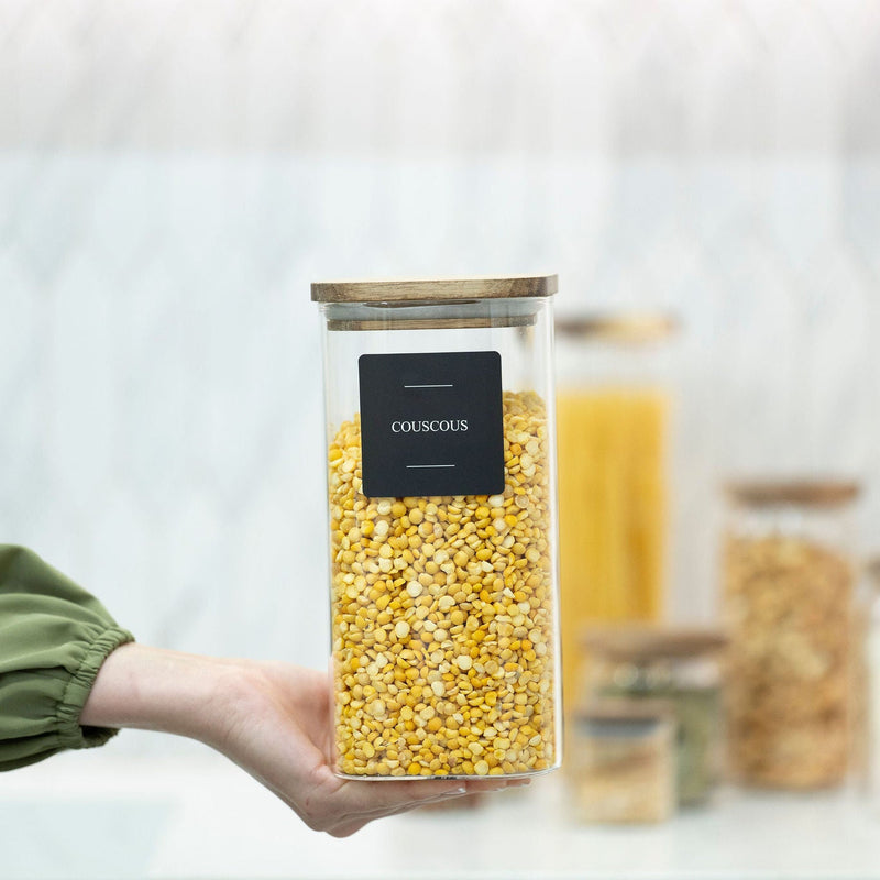 Square Glass Jars with Acacia Lids