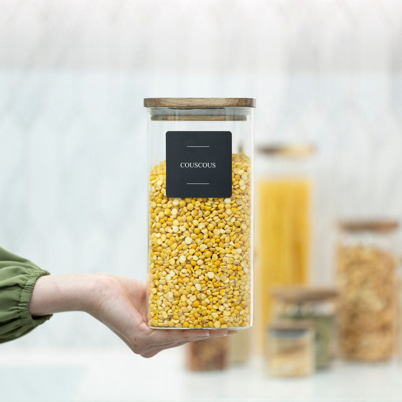 Square Glass Jars with Acacia Lids