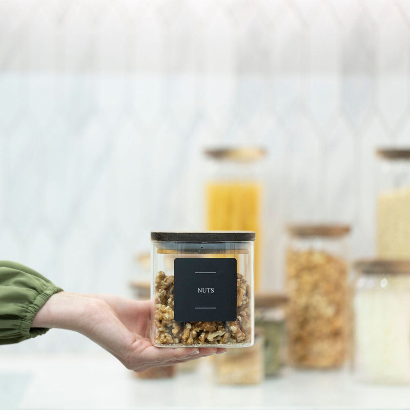 Square Glass Jars with Acacia Lids