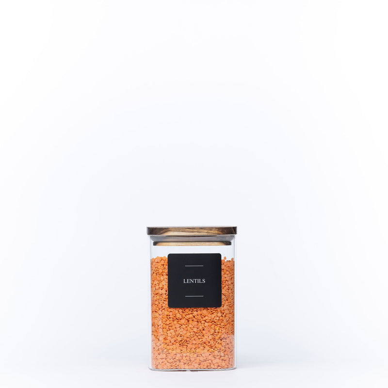 Square Glass Jars with Acacia Lids