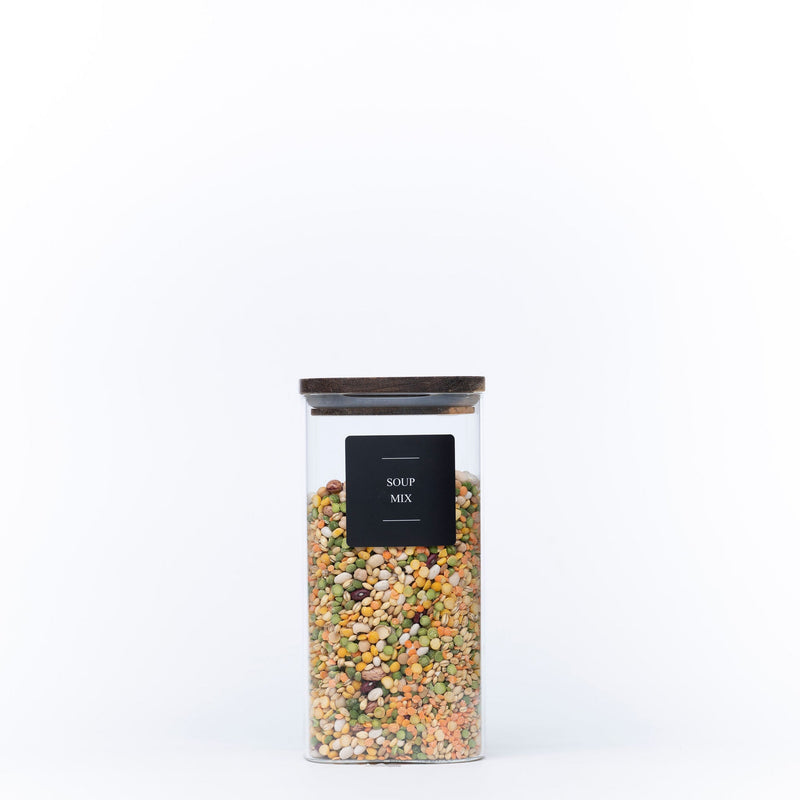 Square Glass Jars with Acacia Lids