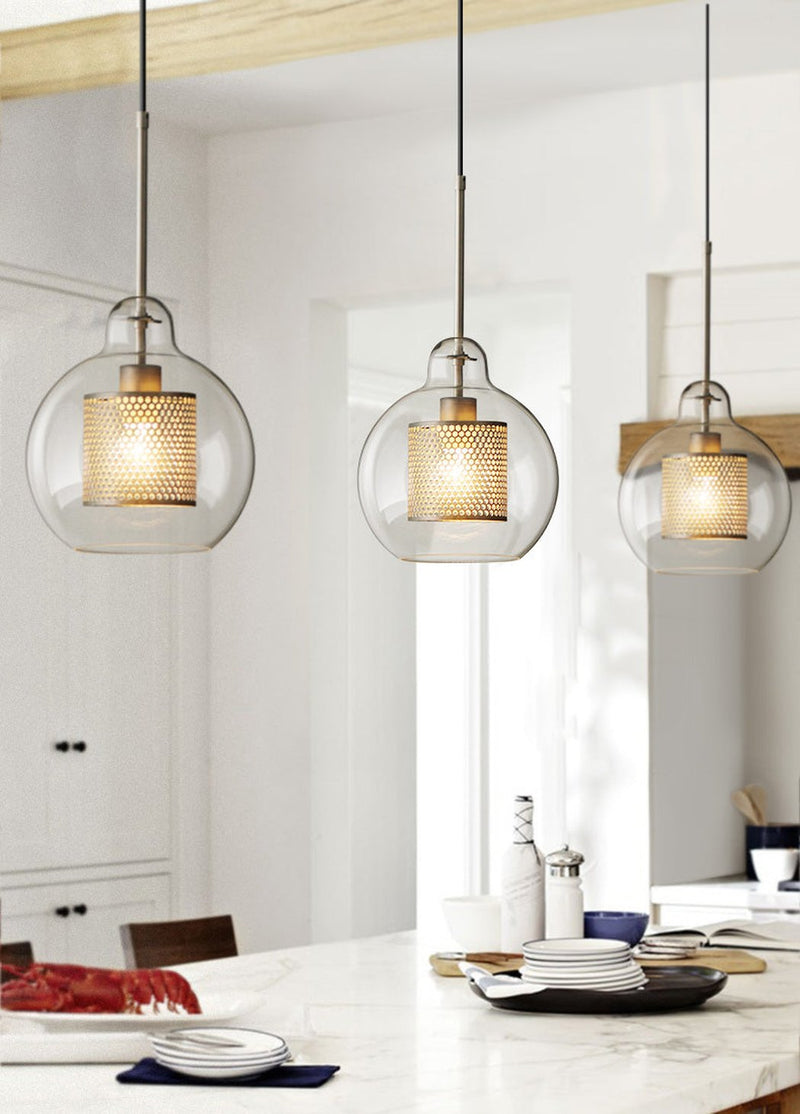Chiswick Glass Shade Brass Fitting Pendant Light