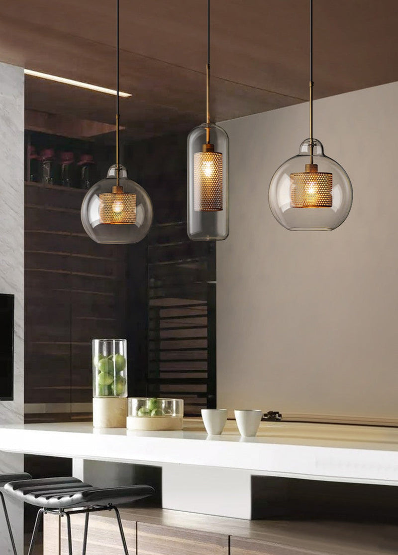 Chiswick Glass Shade Brass Fitting Pendant Light