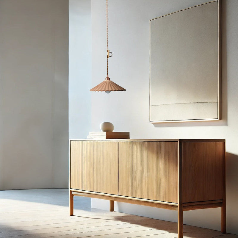 Café au Lait Velvet-Textured Fluted Porcelain Pendant Light