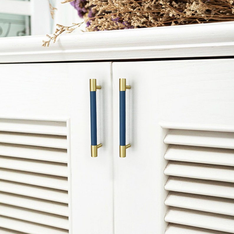 Brass Leather Cabinet Pulls