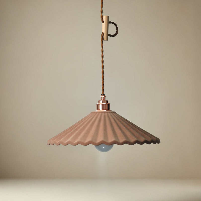 Café au Lait Velvet-Textured Fluted Porcelain Pendant Light