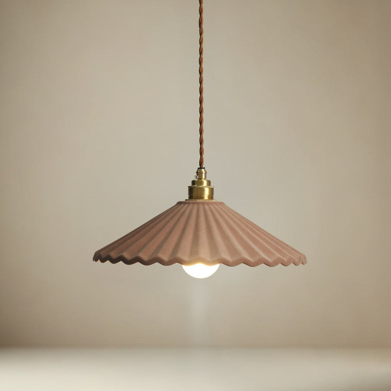 Café au Lait Velvet-Textured Fluted Porcelain Pendant Light